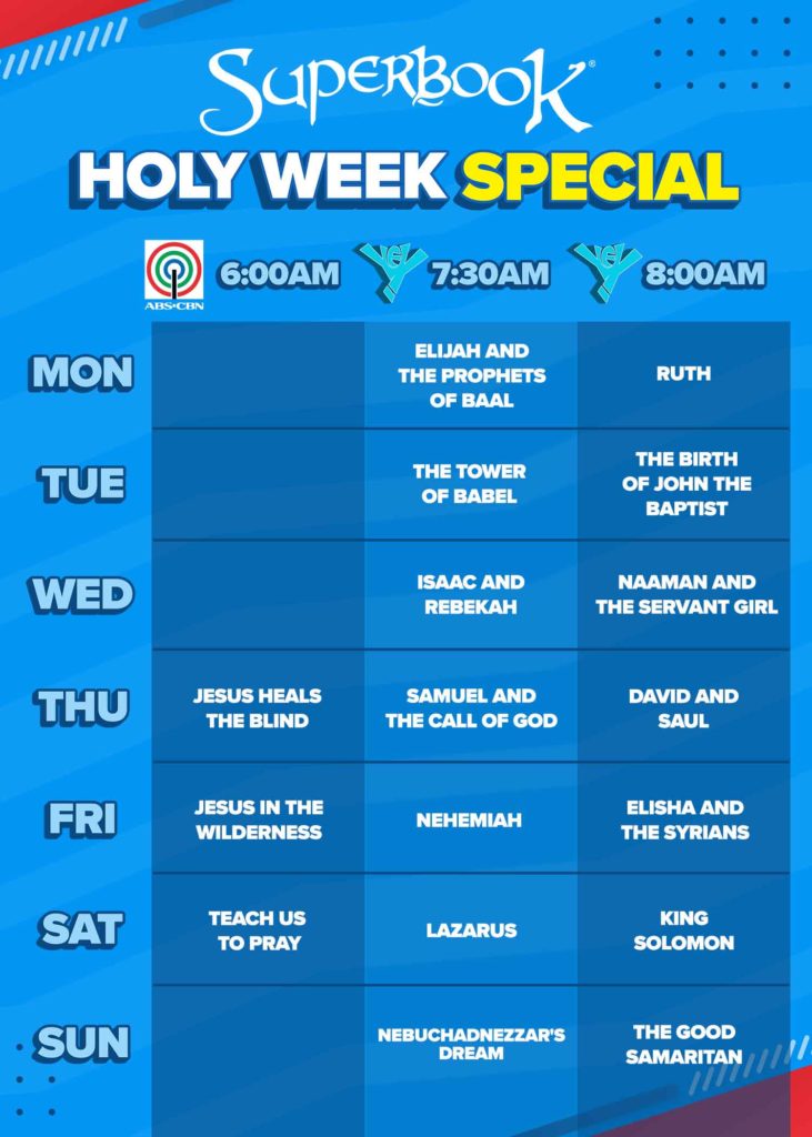 Superbook Holy Week Schedule