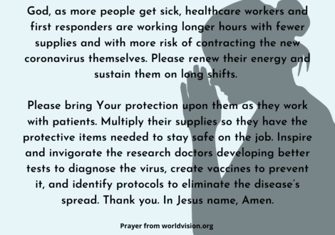 Covid-19 Prayer for medical professionals, caregivers, and researchers