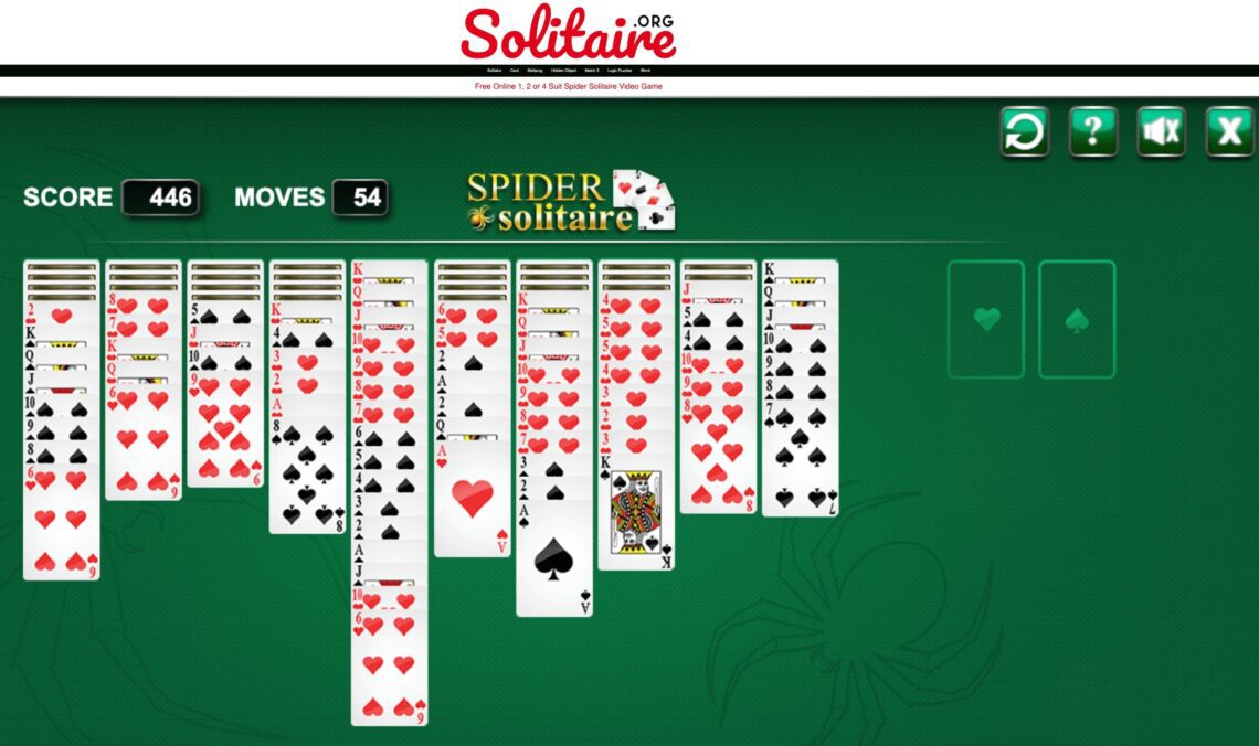 spider solitaire card games