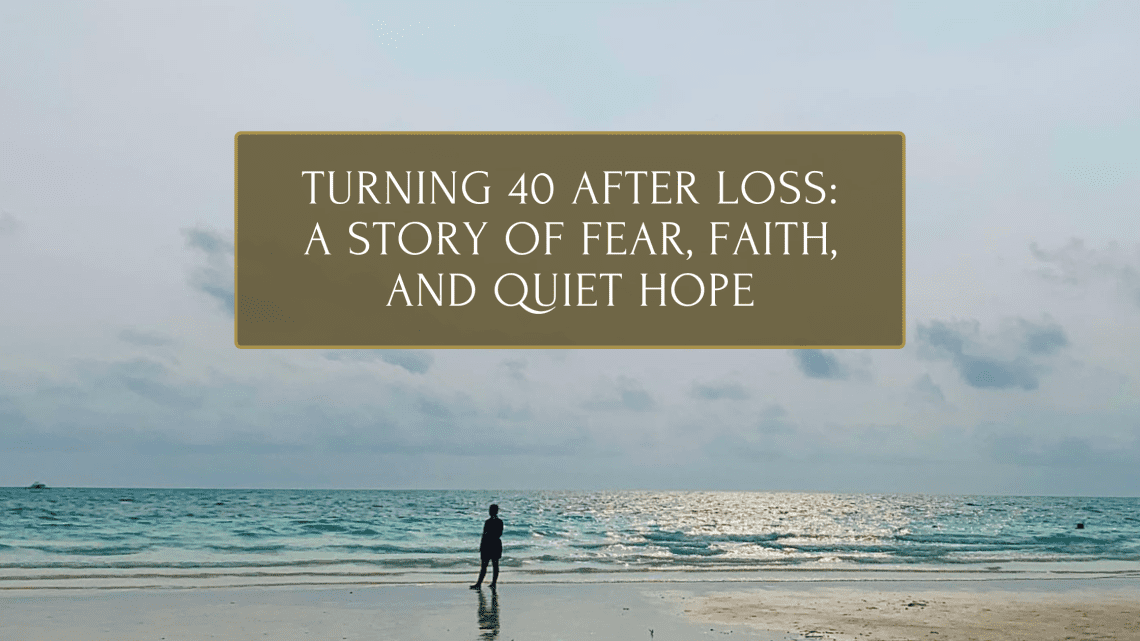 turning 40 after loss grieving woman on the shore standing