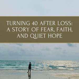 turning 40 after loss grieving woman on the shore standing