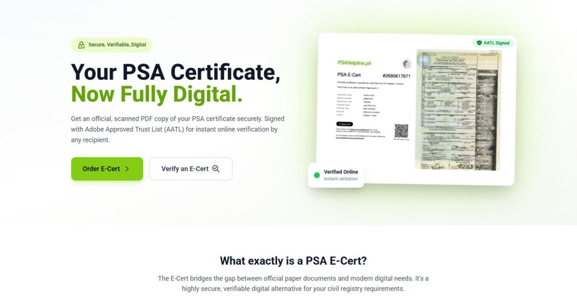 Digital PSA Certificate
