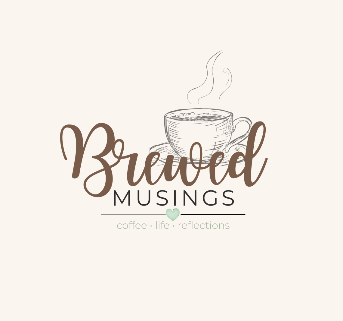 Brewed Musings Logo with cup with steam