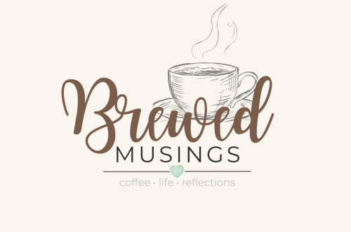 Brewed Musings Logo with cup with steam