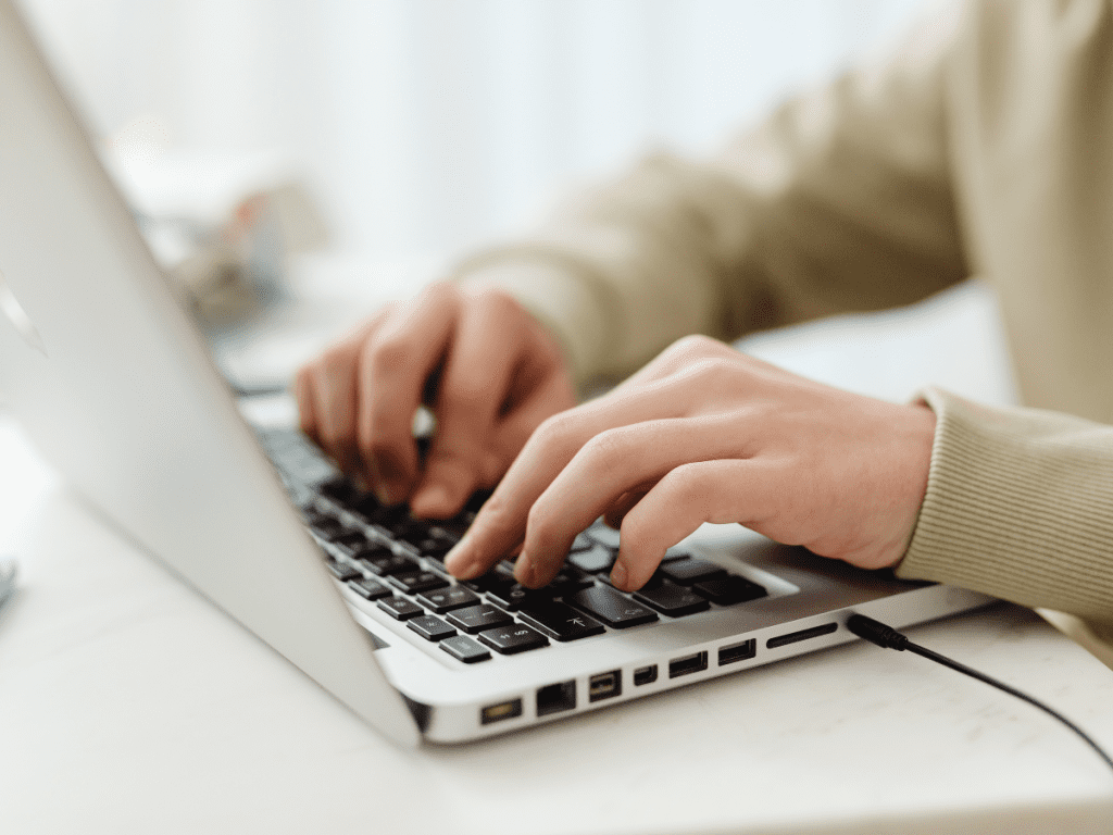 Working from home using a laptop as a virtual assistant