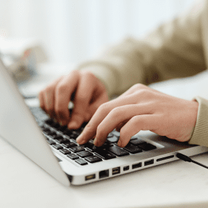 VA working from home using a laptop