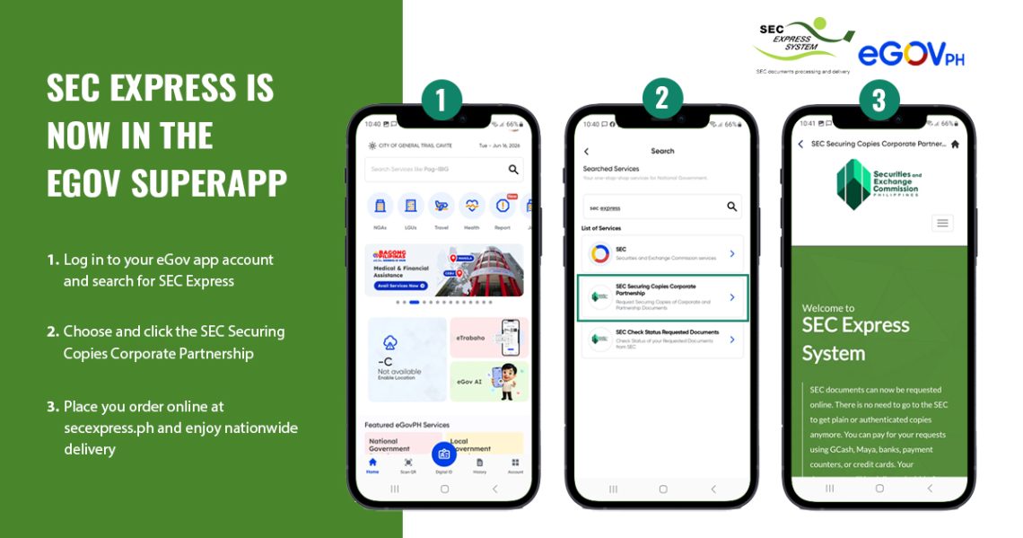 SEC express in egov app